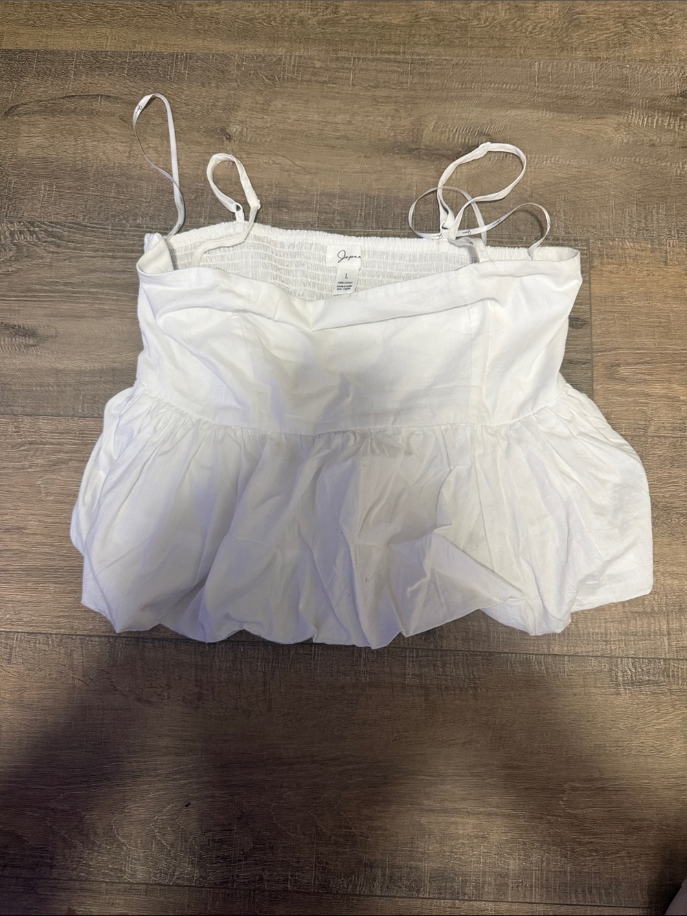 Japna White Ruffle Peplum Camisole Top